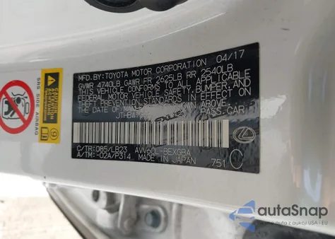 2017 Lexus Es 300H z USA, uszkodzony, nr VIN JTHBW1GG2H2154420